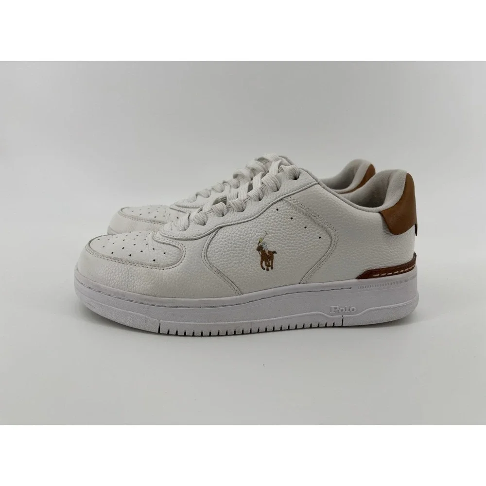 Polo Ralph Lauren Masters Court Leather Sneaker Deckwash White/Tan Men's US 8
